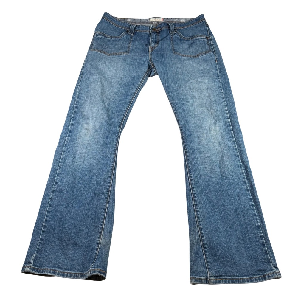 Levi's 542 Low Flare Jeans Women 14M(FITS 36x31) Blue Patch Pockets Stretch READ